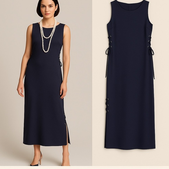 Ann Taylor Dresses & Skirts - NWT,Ann Taylor,NAVY (Sold-Out On-Line),Lace-Up,Side-Tie,Jersey Dress,Size XL